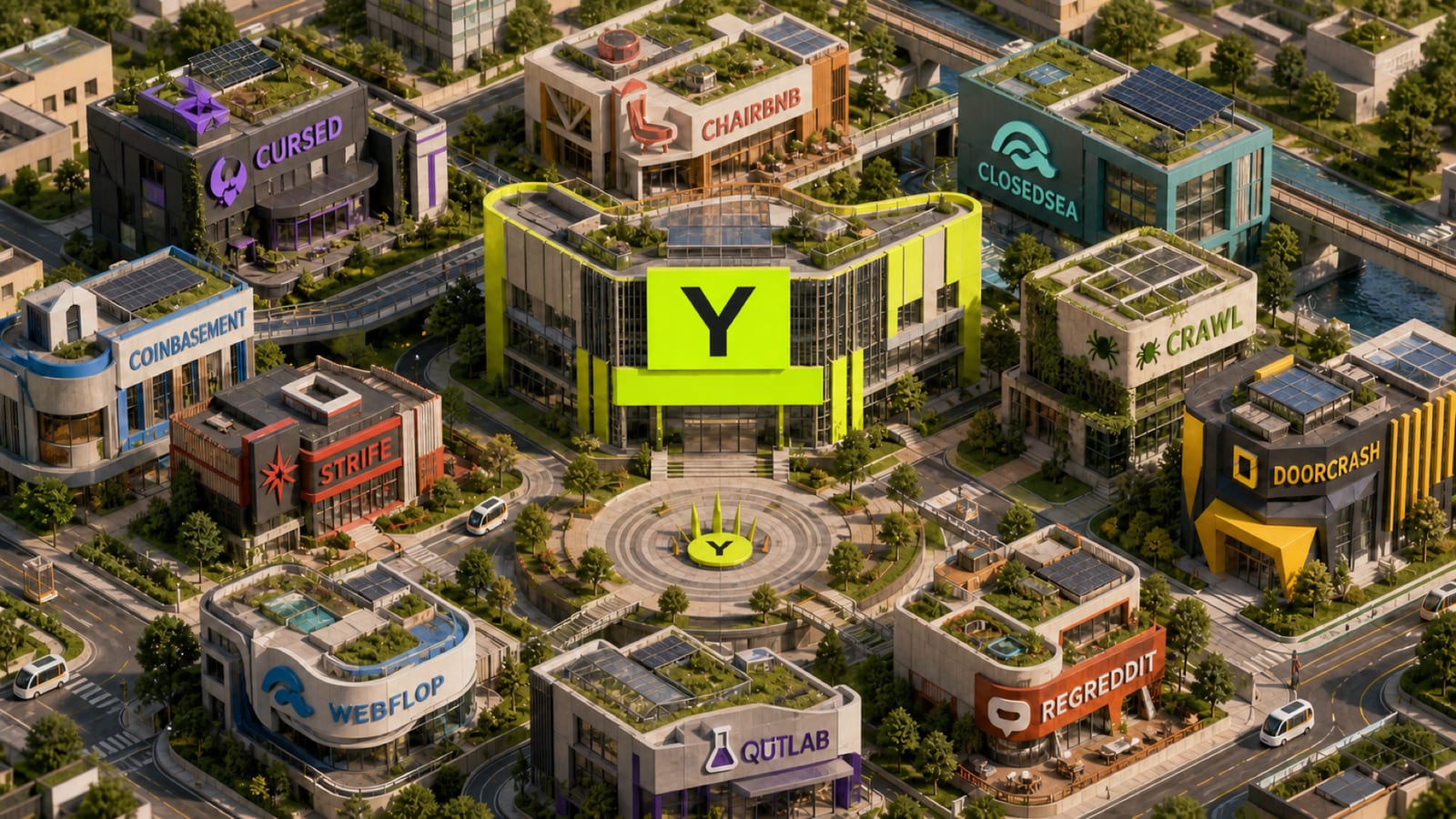 The YHOODINATOR campus at night