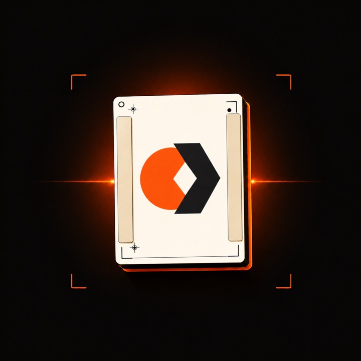 The same Startup NFT revealing its AI-generated identity inside an orange scanner.